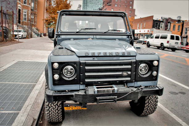 New York City, New York, United States - November 5, 2019: A rare LAND ROVER DEFENDER that belongs to NEW YORK STATE POLICE CHIEFS ASSOCIATION.