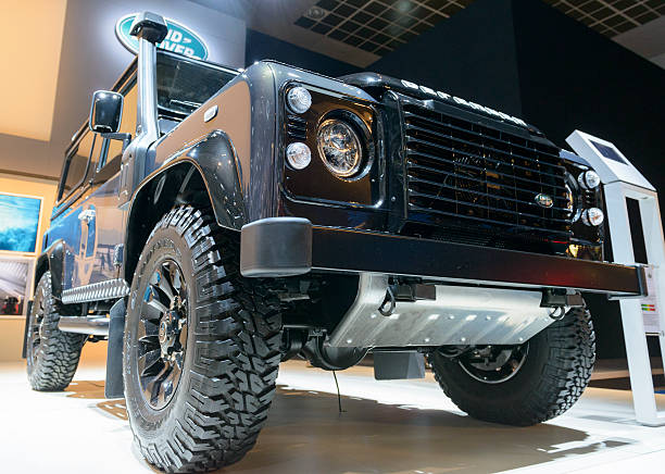 Brussels, Belgium - January 15, 2015: Land Rover Defender 90 on display during the 2015 Brussels motor show.