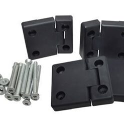 Full Aluminium Second Row Door Hinge Kit in Anodised Black Finish - Complete with Stainless Hinge Pins for Defender & Series (S*)