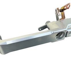 BritBillet - Right Hand Front Billet Aluminium Door Handle for Defender 90 110 83-16 (Lock hole on front handle - Silver with Silver Button (S)