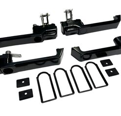 BritBillet 4x Billet Aluminium Door Handles for Defender 110 83-16 (Lock holes on both front handles - Black with Black Buttons) (S)