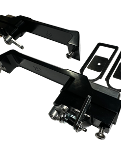 BritBillet 2x Billet Aluminium Front Door Handles for Defender 83-16 (Lock holes on both handles - Black with Silver Buttons) (S)