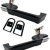 ritBillet 2x Billet Aluminium Front or Second Row Door Handles for Defender 83-16 (Blanked Lock Hole Both Sides - Black with Silver Buttons) (S)