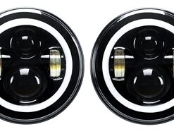 Def LHD Black Full Halo LED Headlights 7" Pair (E Marked)