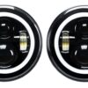 Def RHD Black Full Halo LED Headlights 7" Pair (E Marked)