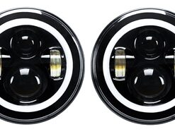 Def RHD Black Full Halo LED Headlights 7" Pair (E Marked)