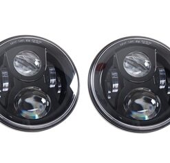 Def Black Crystal LED Headlights Pair LHD