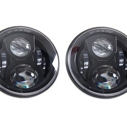Def Black Crystal LED Headlights Pair RHD