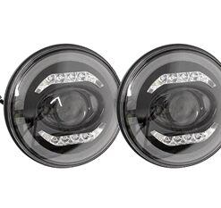 Subtle Halo Def 7" Round LED Headlights Pair RHD