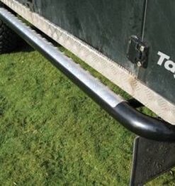 Tubular Black Side Steps With Chequer Plate Top For Defender 110