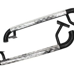 Tubular Black Side Steps With Chequer Plate Top For Defender 90
